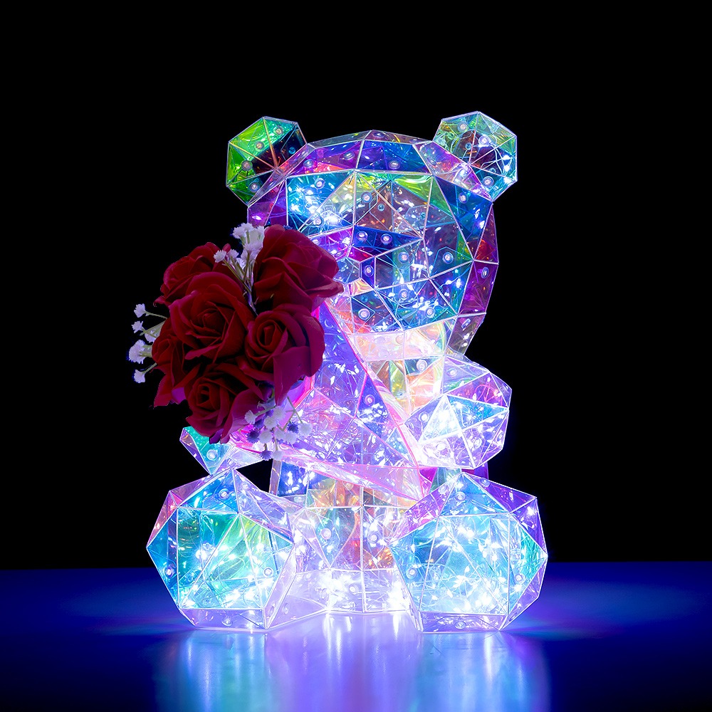 아트조이 LED 홀로그램 무드등 (꽃을든베어 / 레드)
